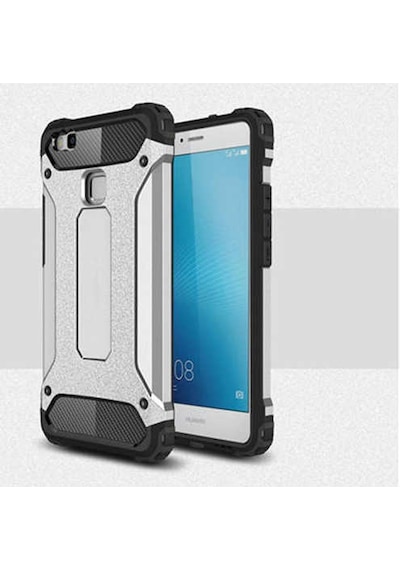 Kilifone - Huawei P9 Lite Mini Uyumlu - Kılıf Çift Katman Koruyucu Crash Military Tank Kılıf - Gri Gri