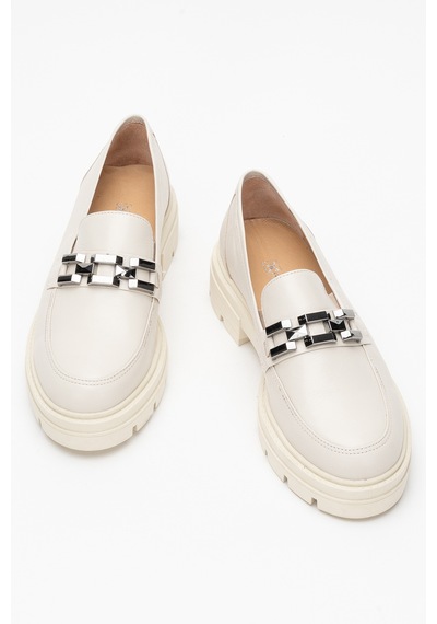 Dericlub Kadın Loafer Kalın Taban Tokalı Makosen Ayakkabı Br 44282 Bej
