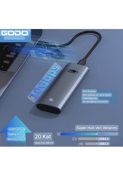 Godo M.2 Nvme Muhafaza Kutusu Ce Lisanslı 2280/2260/2242/2230/ 10gbps Usb 3.2 Yüksek Hızlı Son Nesil Teknoloji Metal Sağlam