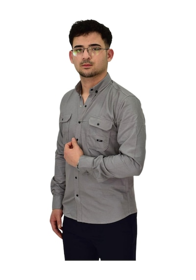 Erkek Spor Likralı Gömlek Bgl-st04343 Gri