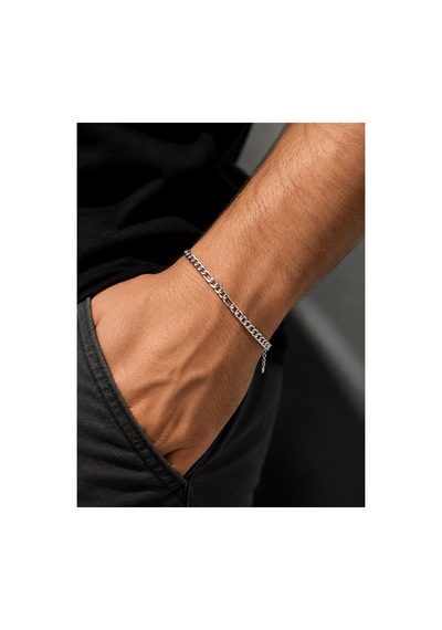 Gümüş Renk Zincir Model Çelik Bileklik 23cm 7mm Gümüş - 910317155 Gümüş