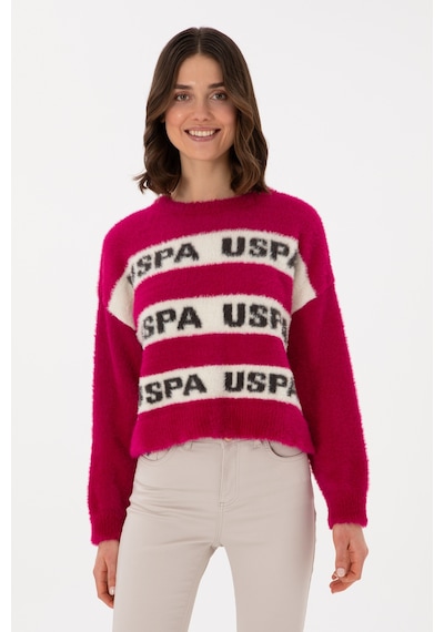 U.S. Polo Assn. Kadın Fuşya Bisiklet Yaka Kazak 50294259-VR023