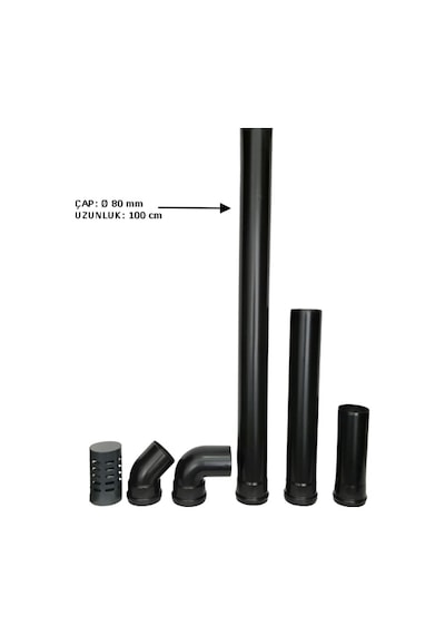 100 Cm Uzunluk Elektrikli Tam Otomatik Pelet Sobalara Uygun Pelet Soba Baca Borusu (Çapı 80 mm)