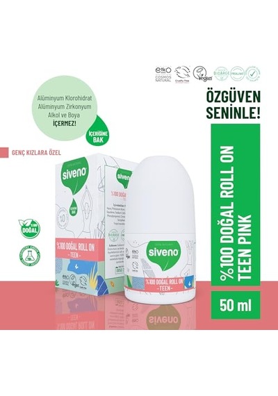 %100 Doğal Roll-on Teen Girl Genç Kız Deodorant Ter Kokusu Önleyici Bitkisel Lekesiz Vegan 50 Ml
