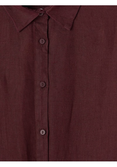 Lcw Everyday Bordo Oversize %100 Keten Kadın Gömlek Tunik