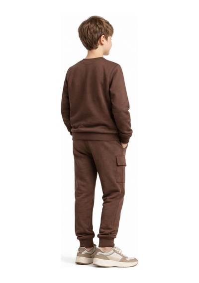 Baglan Erkek Çocuk Önü Baskılı Sweatshirt Ve Eşofman Alt Takım Bgl-st05247 Vizon