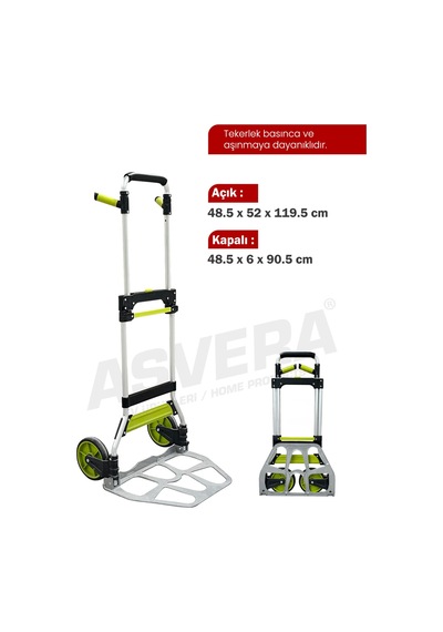 Asvera Lüks Katlanır Koli Arabası 120 Kg Kapasiteli Sanayi Yük Arabası