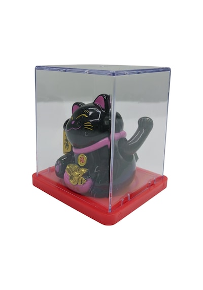 Maneki Neko El Sallayan Mini Şans Kedisi Siyah Solar Güneş Enerjili 5x5cm Y6syh06