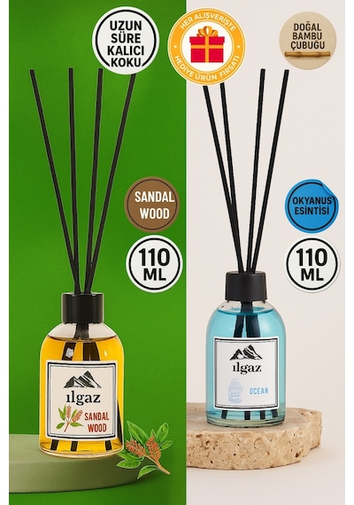 Ilgaz Okyanus + Sandal Ağacı Bambu Çubuklu Ortam Kokusu 2 x 110 ML