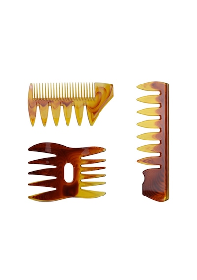 5 Parça Saç Şekillendirme Tarak Seti Tüm Saçlar Wax Tarakları Berber Tarakları Kırmızı-sarı 5 Adet Kırmzı-sarı Desen