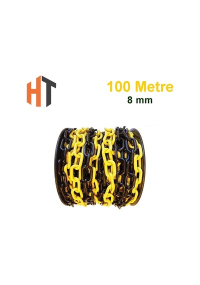 100 Metre Plastik Zincir Sarı-siyah Kalın 8mm