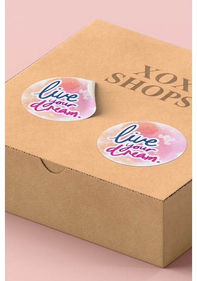 Live Your Dream Kalpli Yuvarlak Sticker Etiketi 3x3cm St2404 Çok Renkli