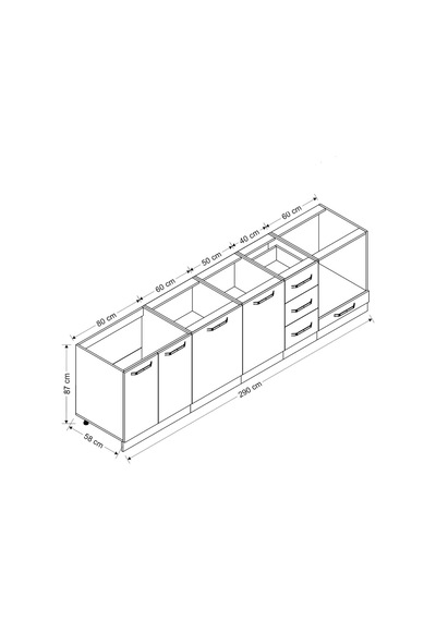 Minar 290 Cm Mutfak Dolabı Beyaz Dore 290-d3