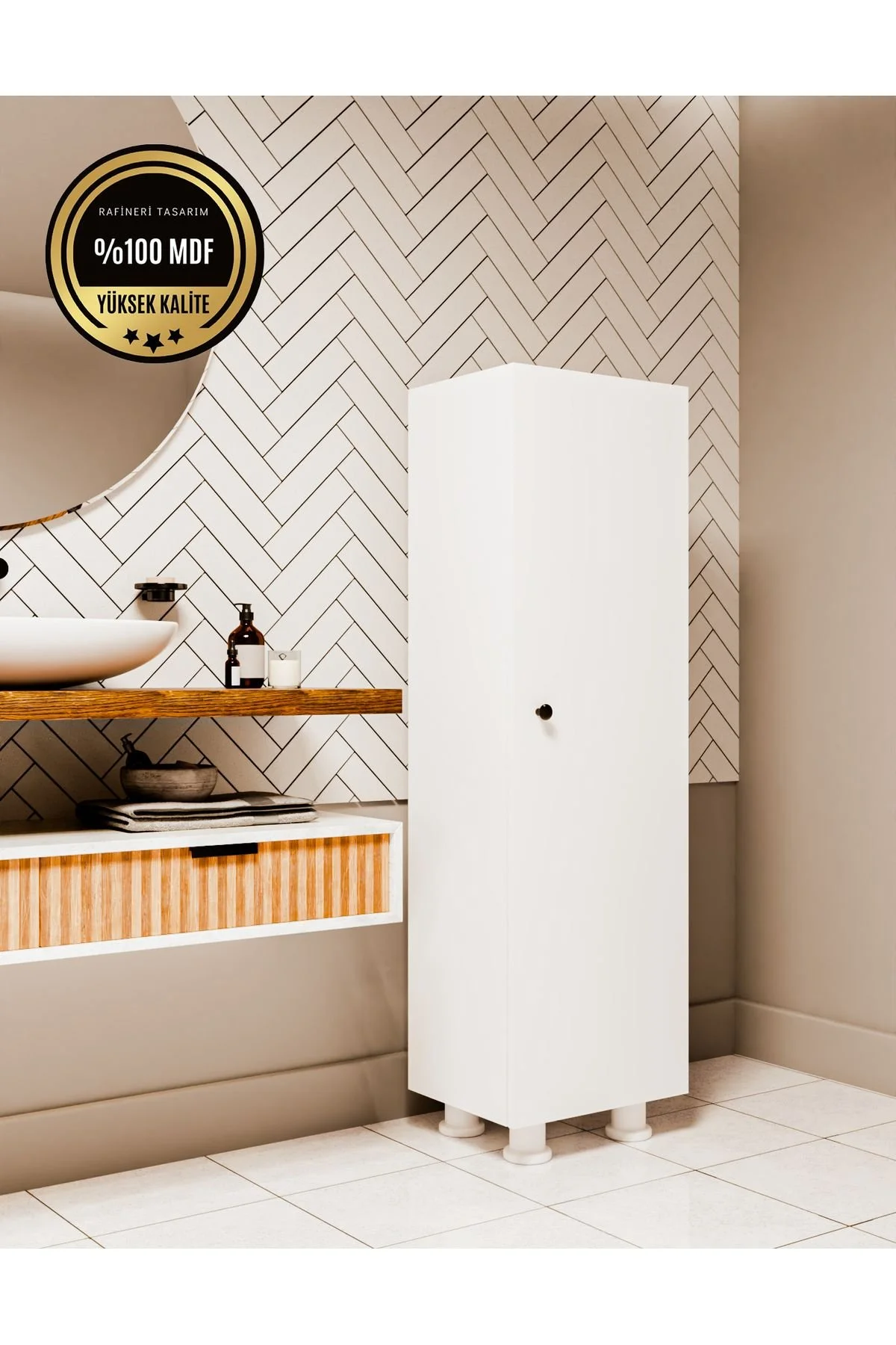 Elox Banyo Dolabı Raflı,balkon Dolabı,mutfak Dolabı Çok Amaçlı Dolap Beyaz