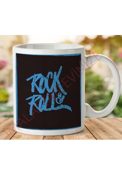 Rock & Roll Iki Tarafı Baskılı Kupa Bardak Çok Renkli