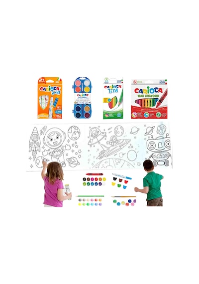 Carioca 4'lü Boyama Seti +lino Yapışkanlı Boyama Kağıdı 86x20 Cm Dream Space
