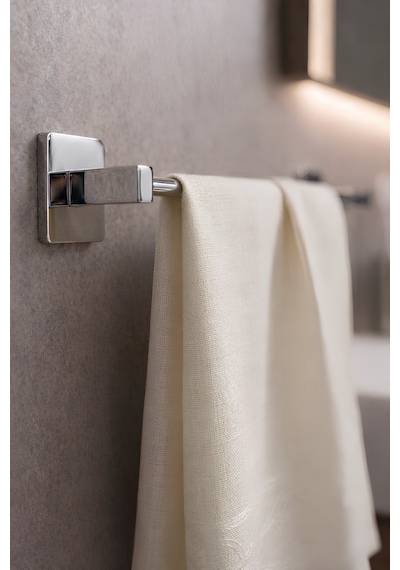 Sas Haus Yapışkanlı Krom Uzun Havluluk Duvar Tipi Delme Gerektirmez Banyo Havlu Askılığı S-101 Ktk Siyah