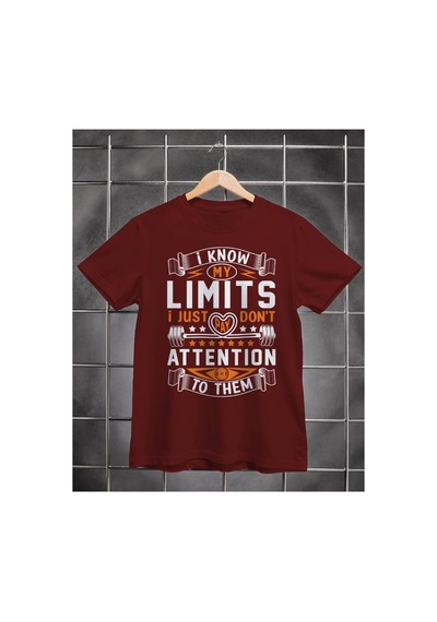Segungear Limits Erkek Regular Fit Baskılı Spor Tişört Bordo - 931810937 Bordo