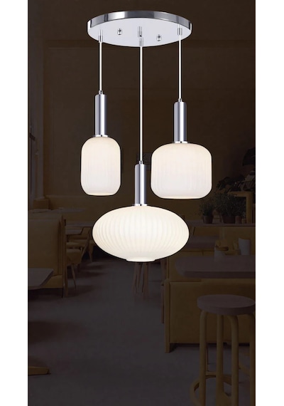 Rustik Modern Opal Camlı Avize 5762-v91-1r-jy Krom