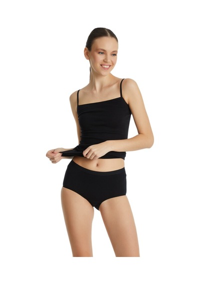 Blackspade 1306 Kadın Essential Midi Slip Siyah Siyah