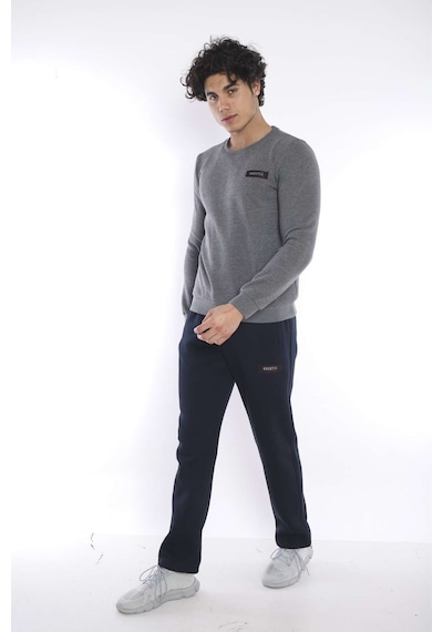 Escetic Erkek Spor G3 Melanj (Koyu Gri) Kışlık Sweatshirt Takım, 3 İplik