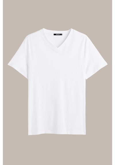 Erkek Indigo %100 Pamuk Basıc Regular Fit Pamuklu Kısa Kollu V Yaka T-shirt Beyaz