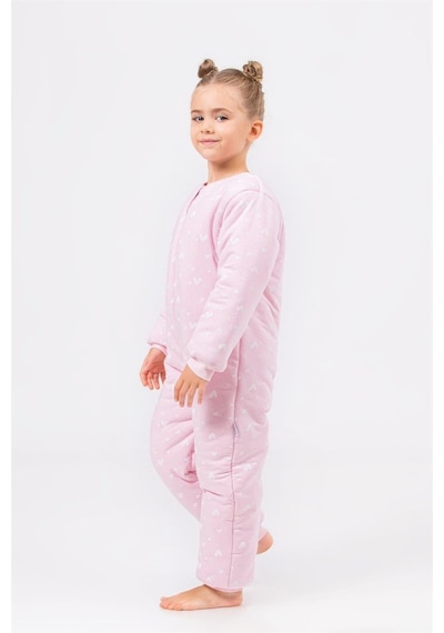 Cantoy Kız Erkek Çocuk Kalın Elyaf Dolgulu Premium Kalite 2.5 Tog Desenli Uyku Tulumu Pembe