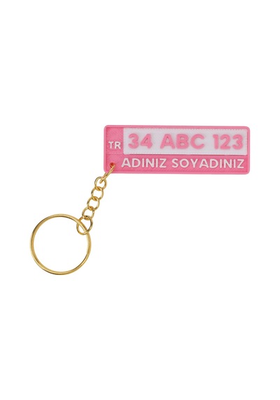 3 Adet Kişiye Özel Plaka Anahtarlık Seti - 1 Kare + 1 Pembe + 1 Mavi İsim Yazılı Avantajlı Paket