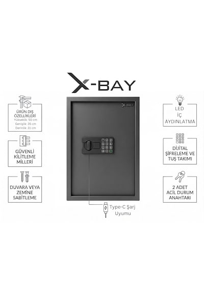 X-bay Xb-5000 Dijital Çelik Kasa Büyük Boy