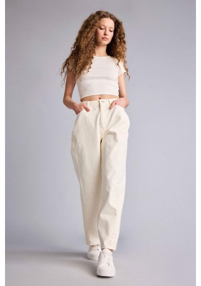Defacto Baggy Fıt Normal Bel Standart Boy Gabardin Pantolon G9893ax26spwt84 Beyaz-wt84