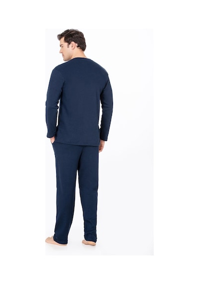 Kompedan Erkek Düğmeli Yaka Pijama Takımı Lacivert 031 Lacivert