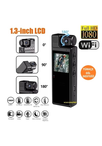 1.3 İnç Ekran 1080 P Spor Hd Wifi Özellikli Kamera Taşınabilir