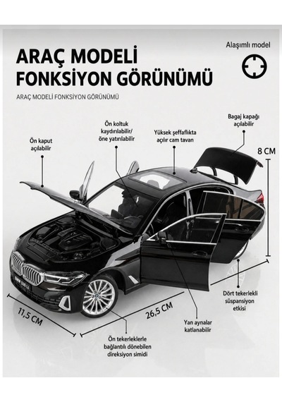 Hmb 1:18 Bmw 530lcı Beyaz Lisanslı Diecast Metal Model Araba