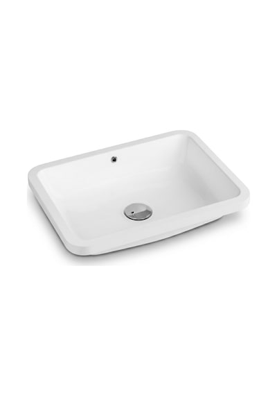 Quarter Bath Tezgah Altı Lavabo 55x39 Cm Kare Gömme Lavabo Parlak Beyaz Seramik 70sp25053