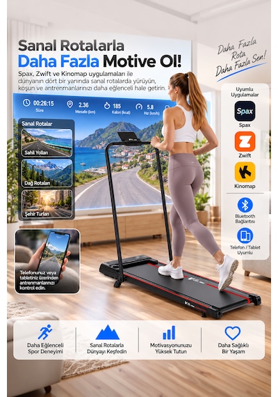 Voit V-fit By Compact Vibe Dual Line Titreşimli Yürüyüş Bandı 10 Km/sa Bluetooth Manuel Eğimli