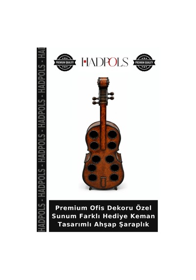 Premium Ofis Dekoru Özel Sunum Farklı Hediye Keman Tasarımlı Ahşap Şaraplık