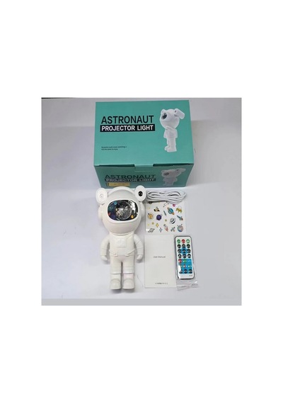 Astronaut Speaker Projector Lamp Bluetooth Speaker Stickerlı Kumandalı Astronot Model Gece Lambası Beyaz