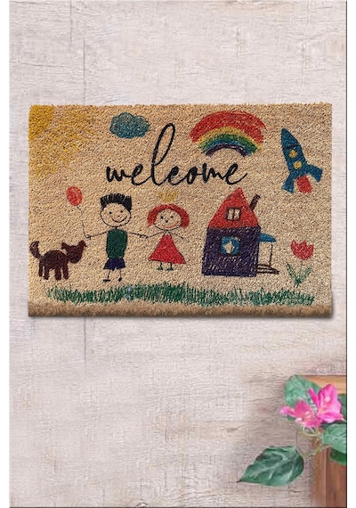 Co Co Haggyo 40x60 cm Doğal Ko ko Kıl paspas,Hindistan Naturel Kapı Önü Paspası