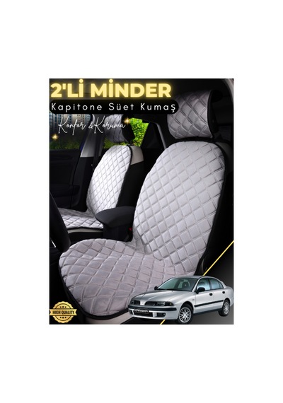 Mitsubishi Carisma Uyumlu 2'li Süet Oto Koltuk Minderi Terletmez Kolay Montaj Oto Aksesuar A3 Gri