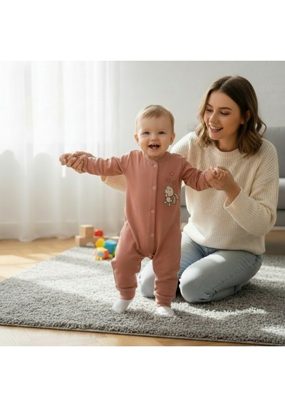 Ürünya Unisex Pamuklu Bebek Tulum gül kurusu