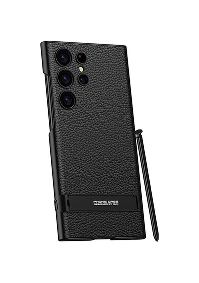 Samsung Galaxy Uyumlu S24 Ultra Kılıf Kamera Korumalı Dikey Standlı Ays Kapak Leather