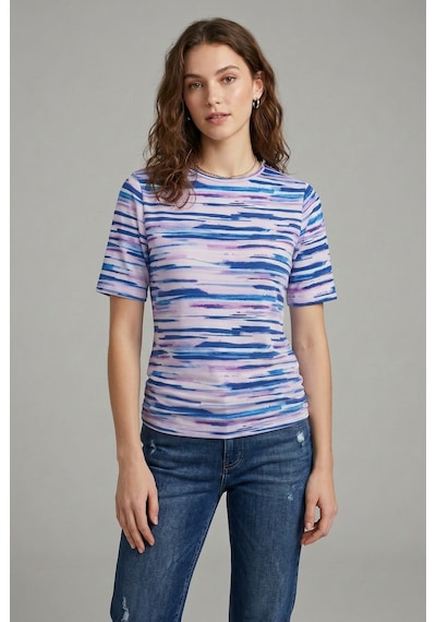 Baskılı Bisiklet Yaka Kısa Kollu T-shirt Çok Renkli