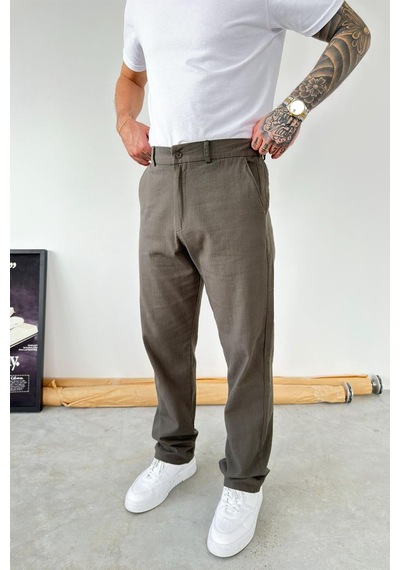 Yeşil Baggy Keten Pantolon