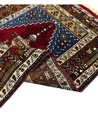 El Dokuma Sıfır Yahyalı Seccade 85x126 Kök Boya %100 Yün Namazlık Lacivert