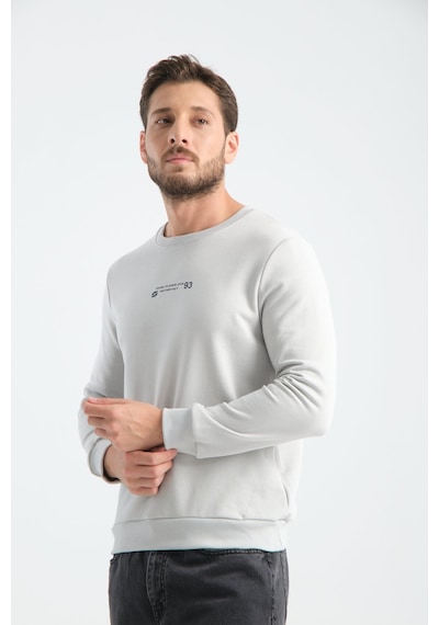 Shooter Sportwear Shooter Erkek Üç İplik Sweatshirt Regular Fit Pamuklu Bisiklet Yaka Günlük Spor Basic Taş