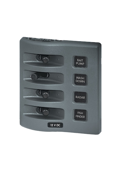 Blue Sea Systems WeatherDeck® 12V DC Su Geçirmez Sigorta Paneli 4'lü 4305