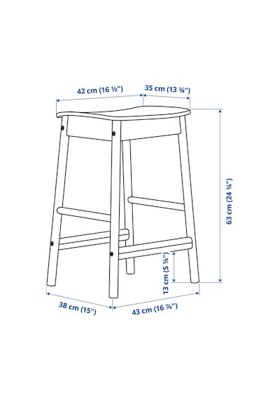 Rönnınge Bar Taburesi, Huş, 63 Cm Naturel 1 Adet