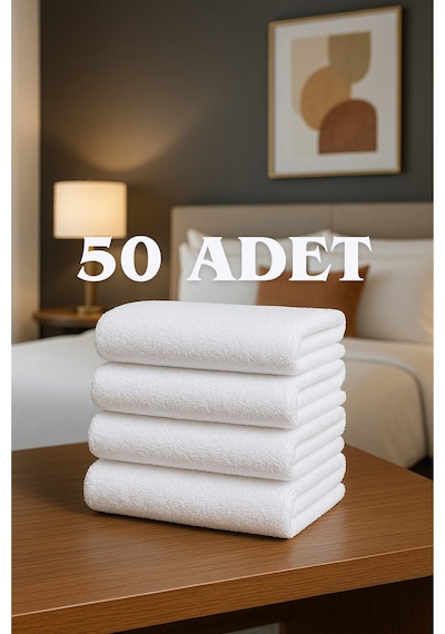 50 Adet Beyaz 50x85 Cm 200 Gram Bukle - Armür Otel El-yüz Havlusu Beyaz