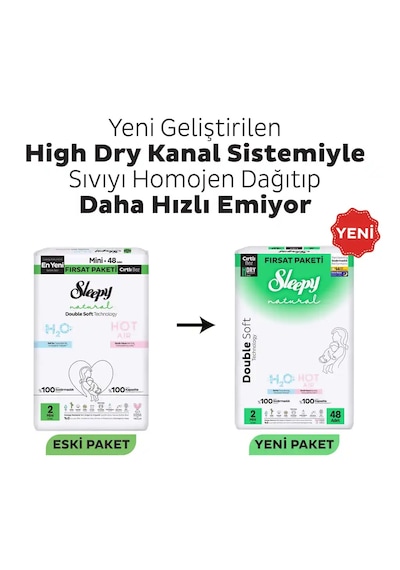 Sleepy Natural Double Soft Ultra Fırsat Paketi Bebek Bezi 2 Numara Mini 96 Adet