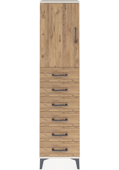 Arges Dolap 2 Raflı 6 Çekmeceli Tek Kapaklı 44x30x182 Aytaşı-çam Aytaşı